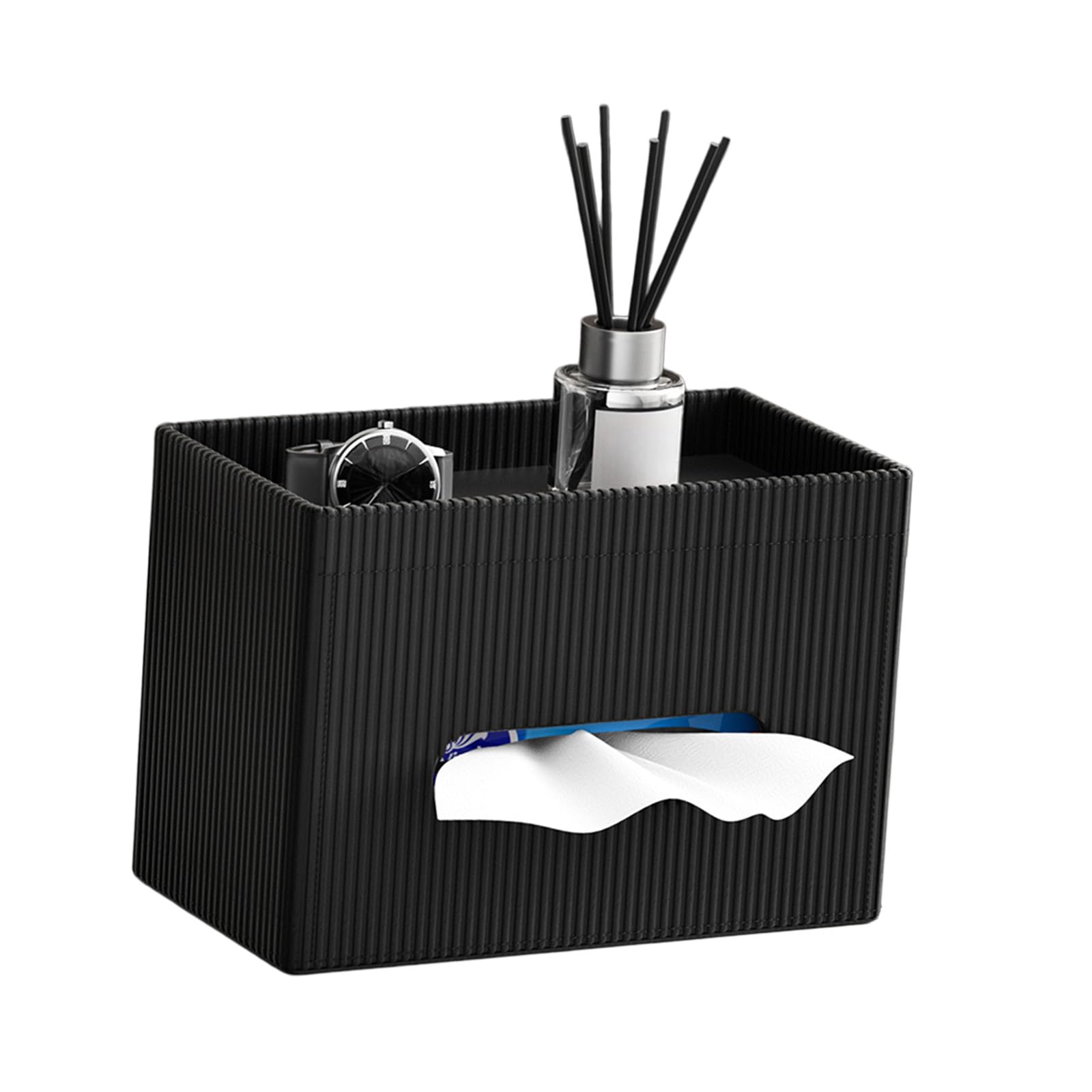 Qusinfc Sophisticated Rectangular PU Leather Tissue Holder with Spacious Capacity for Household and Commercial Use Rectangular Tissue Holder