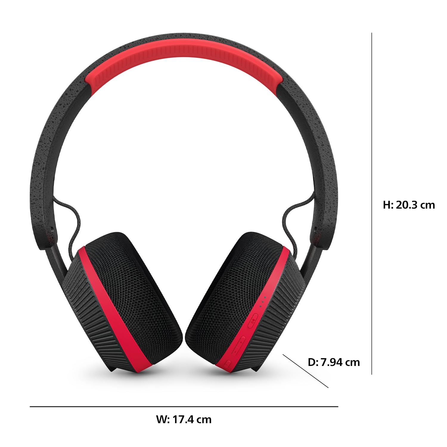 Bluetooth Headphones Solar Powered 80 Hours Battery Black Red - Dettaglio