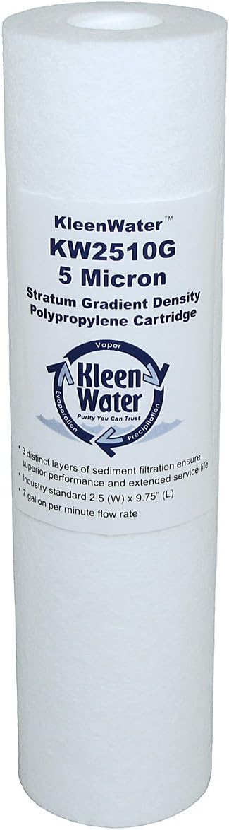 KleenWater KW2510G Compatible With GE GXWH04F GXWH20F GXWH20S, 2.5 x 10 Inch Replacement Melt Blown Water Filter Cartridges, 20 Micron, Set of 3, Include O-Ring (1)