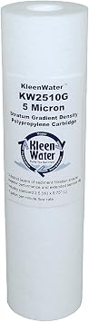 Meltblown Dirt Rust and Sediment Filters, KleenWater KW2510G Replacement Water Filter Cartridges, Two Layer 5 Micron Filtration, Set of 10