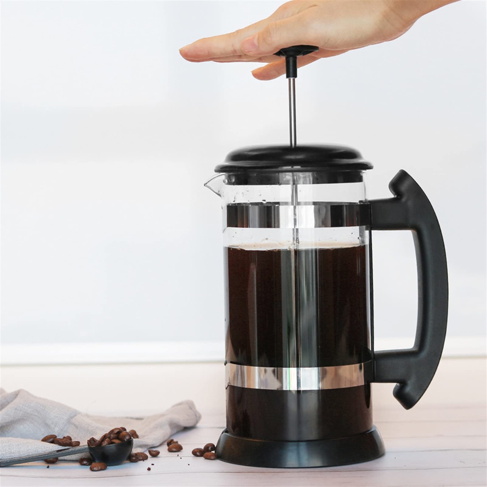 Press-Kaffeemaschine, Kaffeepresse, Caffettiere, Kaffeemaschine, Kaffeekanne, Kaffeekessel, Premium-Kaffee-Tee-Ausgießkanne, Küchenutensilien, Wohnung, Zuhause, Kaffeezubehör, Presse, 1000 ml Kaffeema