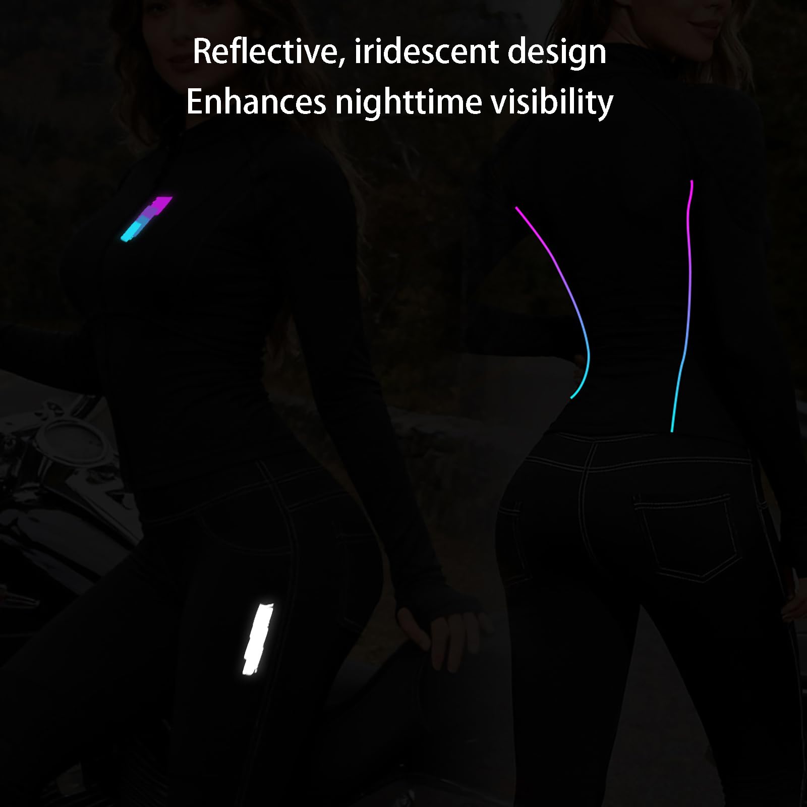 Conjunto De Armadura Motociclistas Mujer, Traje De Moto Ajustado Y Transpirable Con Almohadillas Protectoras Extraíbles Certificación CE, Paneles Reflectantes Para Conducción Urbana
