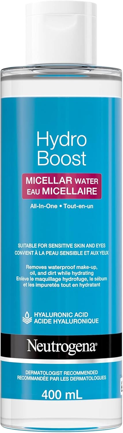 Neutrogena Hydro Boost Micellar Water, suitable for sensitive skin and eyes, Removes Make-up, oil and dirt, with Hyaluronic acid, 400 mL