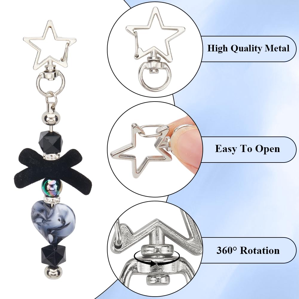 SOFPLATE 1 Doos 40 Stuks Draaibare Kreeftensluiting Zilveren Sleutelhanger Trigger Sluiting Bulk Ster Hart Vorm Draaibare Snap Haak Sleutelhanger Clip Legering Veer Snap Clips voor Sieraden Maken Tas