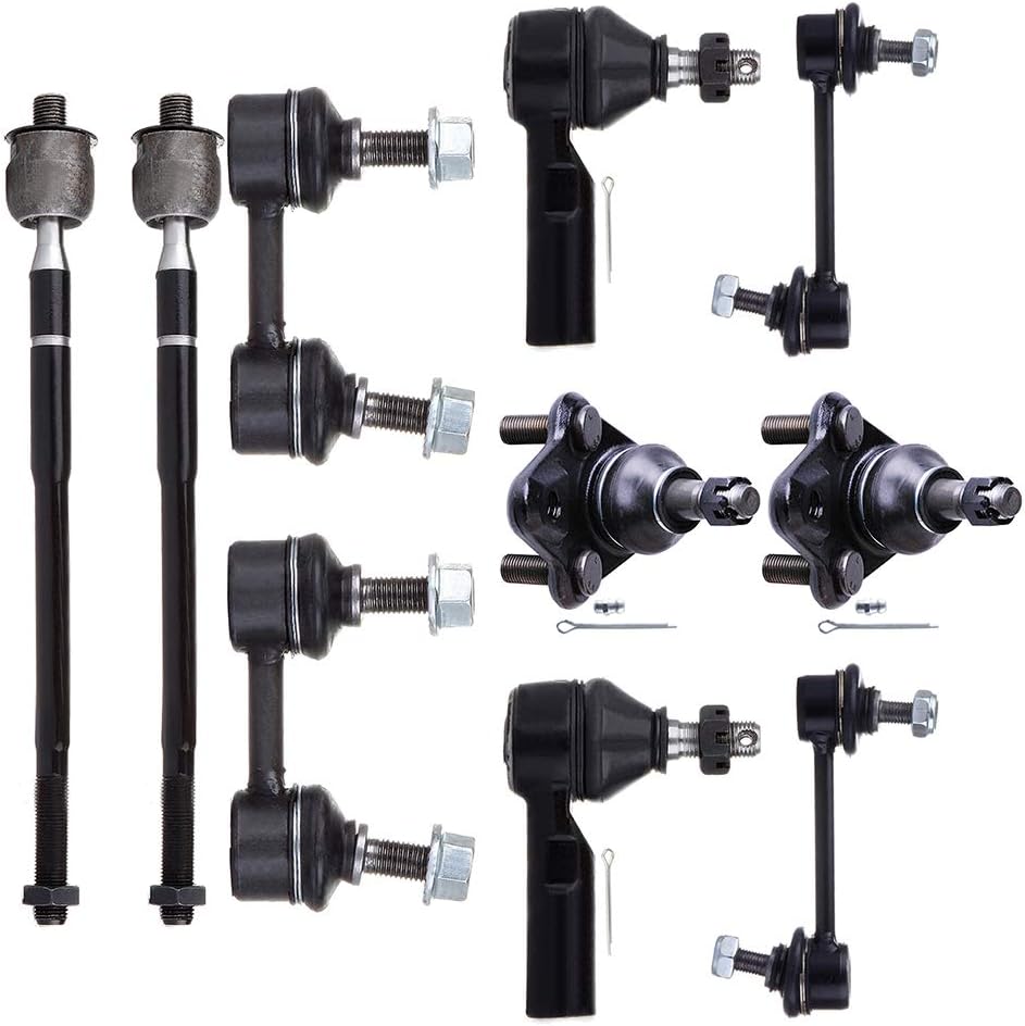 New Assembly 10-PC Front Inner Outer Tie Rod End Sway Bar Link Front Lower Ball Joint Replacement for 1996-2002 For Toyota Corolla w/hydraulic rack