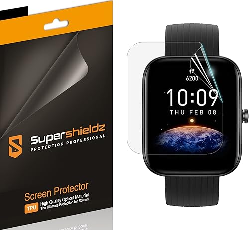Supershieldz Protector de pantalla diseñado para Amazfit Bip 3 / Bip 3 Pro, protector transparente de alta definición (TPU)