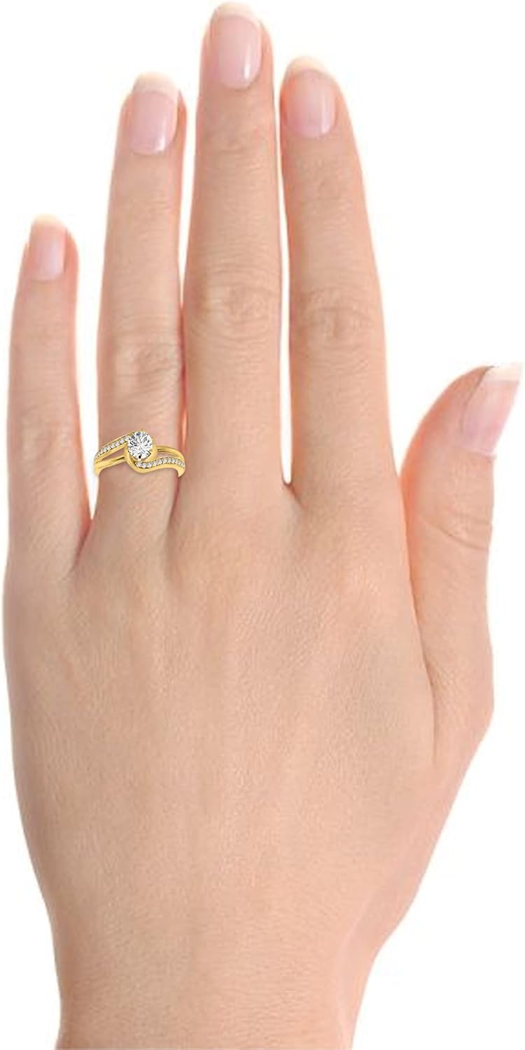 Diamond Engagement Ring For Women 0.75 Carat Round Cut White Diamond Prong Setting 30 Stones Engagement Aniversary Ring In 18K Solid Rose, White & Yellow Gold By AoneJewelry Collection