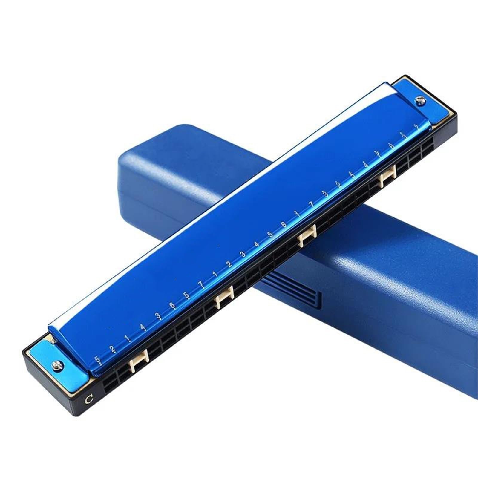 Armonica Per Adulti Armonica A Bocca A 24 Fori In Do Bronzo Fosforoso Per Principianti Blues Con Custodia(Blue)
