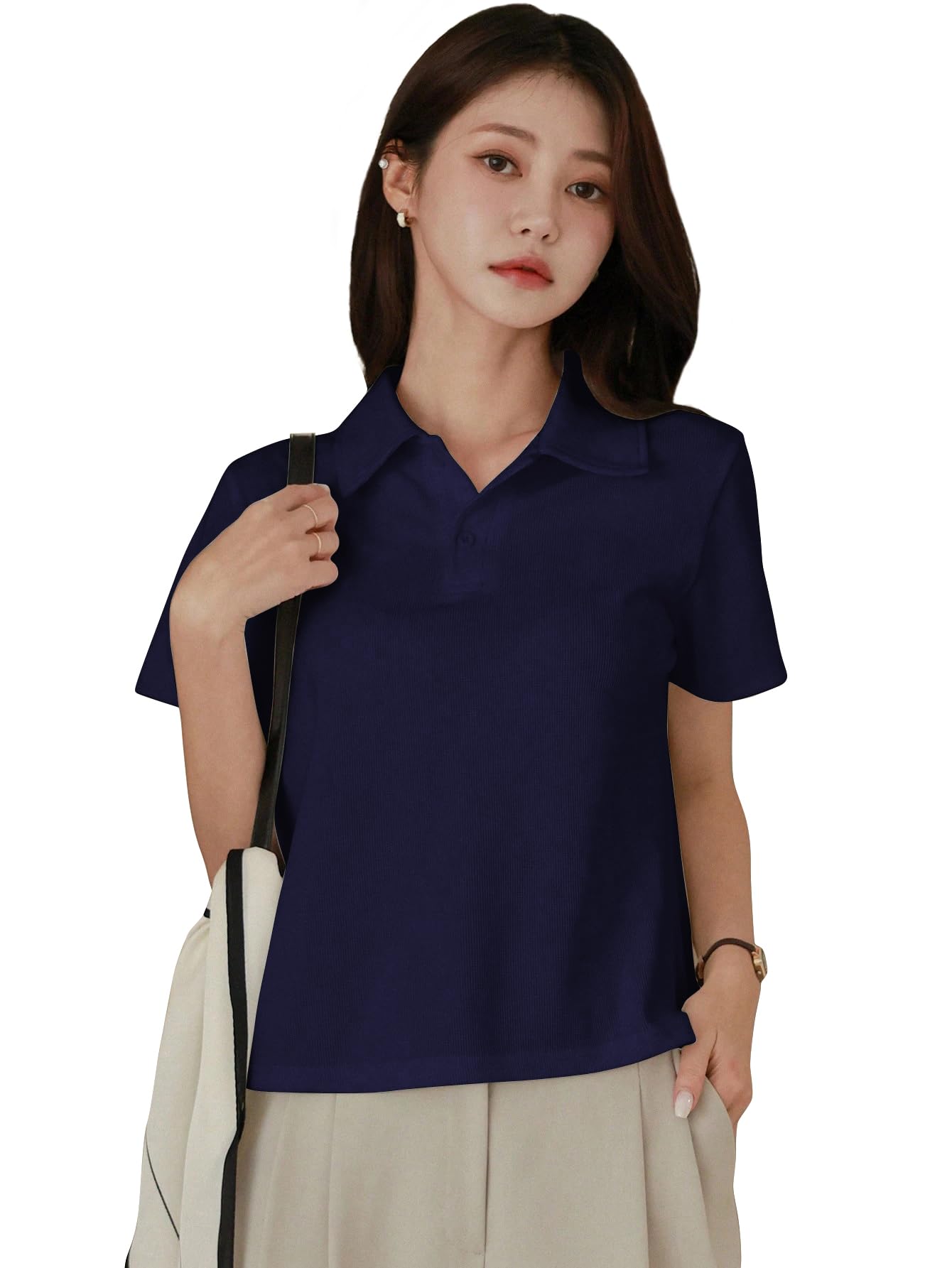 keri perry Women's Cotton Solid Polo Tshirt | Collar Tshirts | Half Sleeves | Plain-Regular Fit | T Shirt Polos | T-Shirt for Woman-picture-43