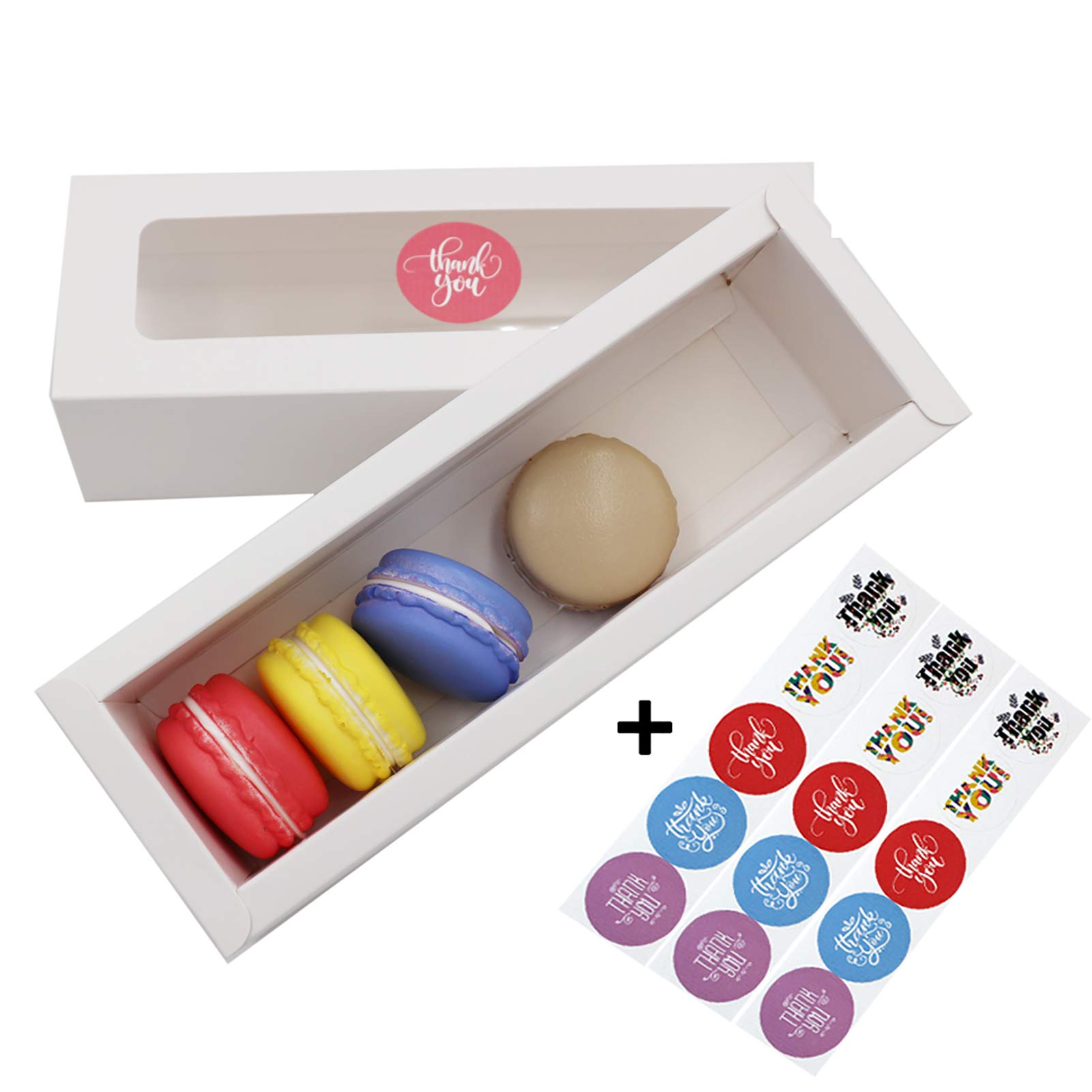wraphay Macaron Packaging Box Macaron Gift Giving boxes, Pastry Boxes, Chocolate Dessert Treat Packaging with Clear Window (WHITE 8)