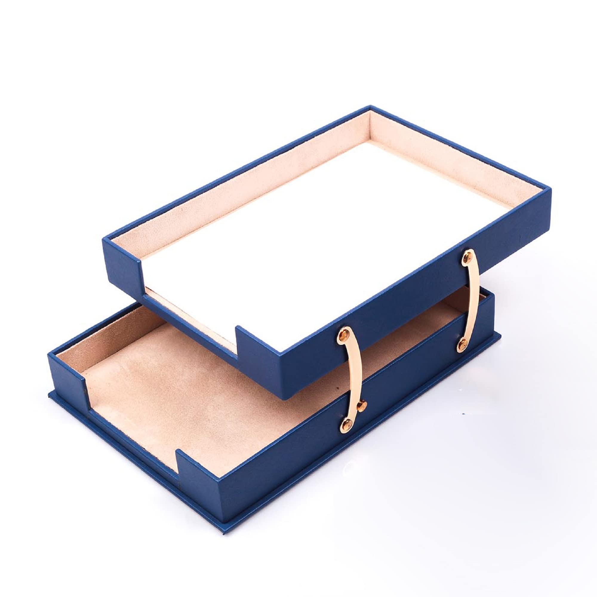 Set da scrivania in pelle, sottomano da scrivania, porta foglietti per appunti, portapenne, sottobicchiere in pelle, accessori da scrivania, organizer da scrivania, accessori da scrivania (blu)
