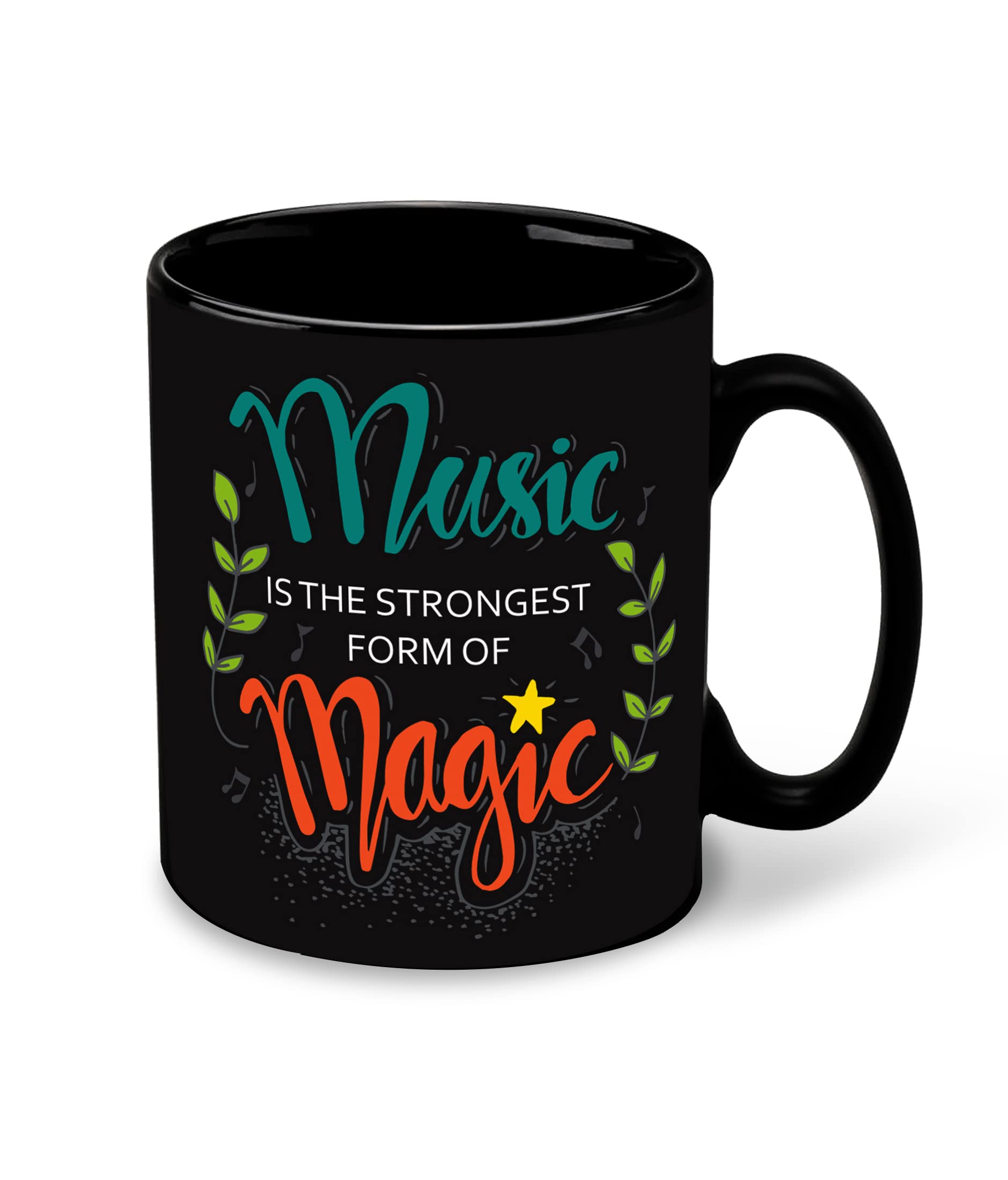 VIGAT Music Inspiration Printed Premium Black Patch Inner Colour Ceramic Coffee Mug and Tea Mug- (Hobby, Music, Song) Design 14