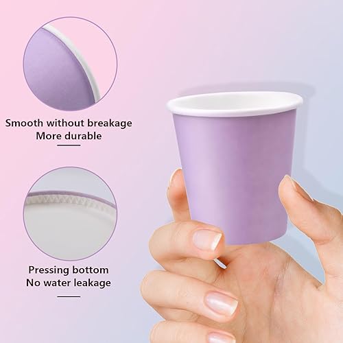 Miniatura 10 de Paquete de 100 vasos de papel de 3 onzas, tazas de baño desechables, tazas pequeñas para aperitivos, para agua, jugo, dulces, ideales para fiestas,