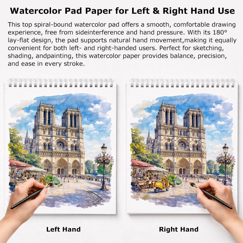 Image of Soucolor 8x10 Sketch Book, 100 Sheets, 68lb Acid-Free Spiral Bound Pad | 68lb acid-free paper, no bleed-through, lay-flat spiral binding - perfect for kids, students & artists. Portable 8x10 size