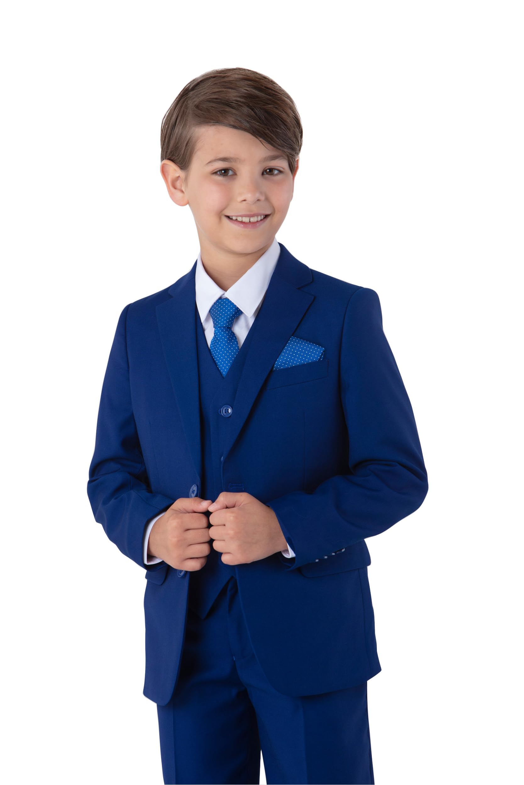 Festlicher Kinder Anzug Jungen Hochzeit Anzug Kommunionanzug 6-teilig Royalblau