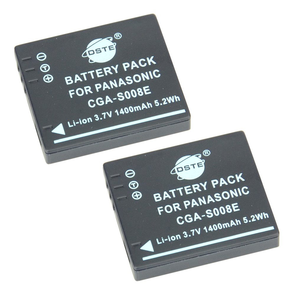 DSTE S008E Li-ion Battery (2-Pack) and Micro USB Charger Compatible with Panasonic Lumix DMC-FX520 HM-TA1 SDR-S7 SDR-S9 SDR-S10 SDR-S10P1 as CGA-S008E