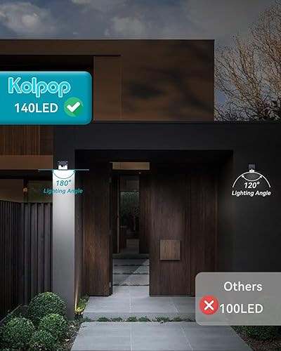 Miniatura 3 de Paquete de 6 luces solares para exteriores, 140 LED3 modos, sensor de movimiento, alimentadas por energía solar, inalámbricas IP65 impermeables,