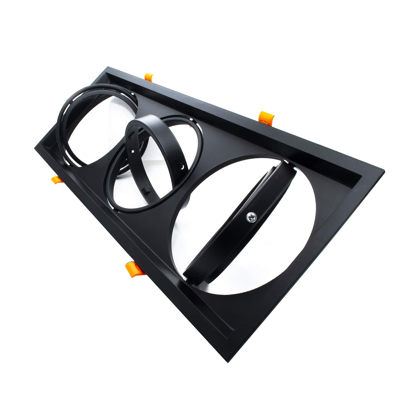 Soporte para foco de luz LED empotrable rectangular orientable con 3 bombillas AR111