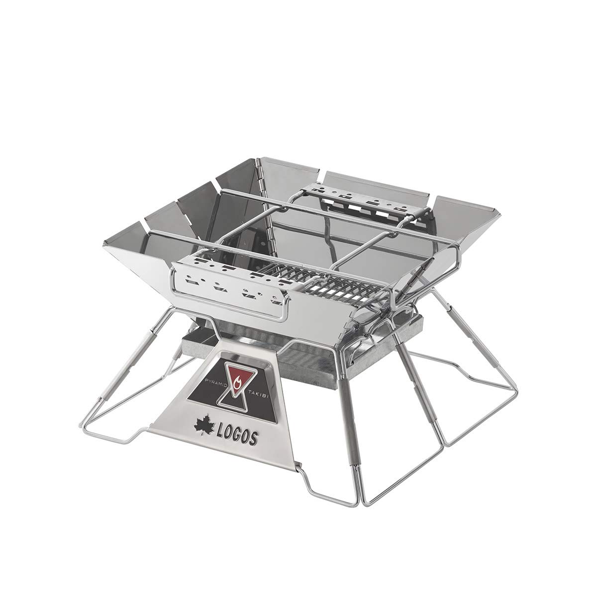 ロゴス(LOGOS) LOGOS the ピラミッドTAKIBI 焚き火台 組み立て簡単 コンパクト ステンレス製 アウトドア バーベキュー コンロ キャンプ 串焼き 焚き火