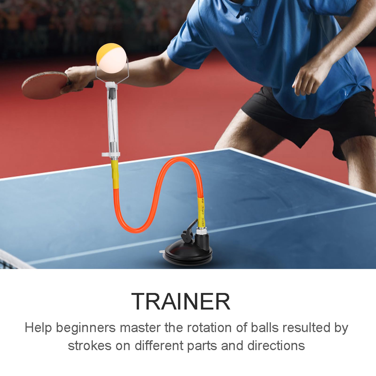 Table Tennis Trainer, PVC Adjustable Table Tennis Ball Sucker Training Pong Balls Trainer Accessory for Training and Entertainment