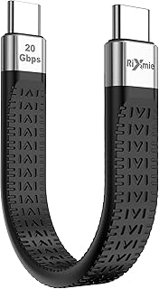 Rixmie Short USB-C Cable [5 inch], 100W PD Fast Charging, 2022 New USB C to USB C Short Cable, Thunderbolt 3 for MacBook, Android Auto, External SSD and More Type-C Devices; 20Gbps Data Transfer