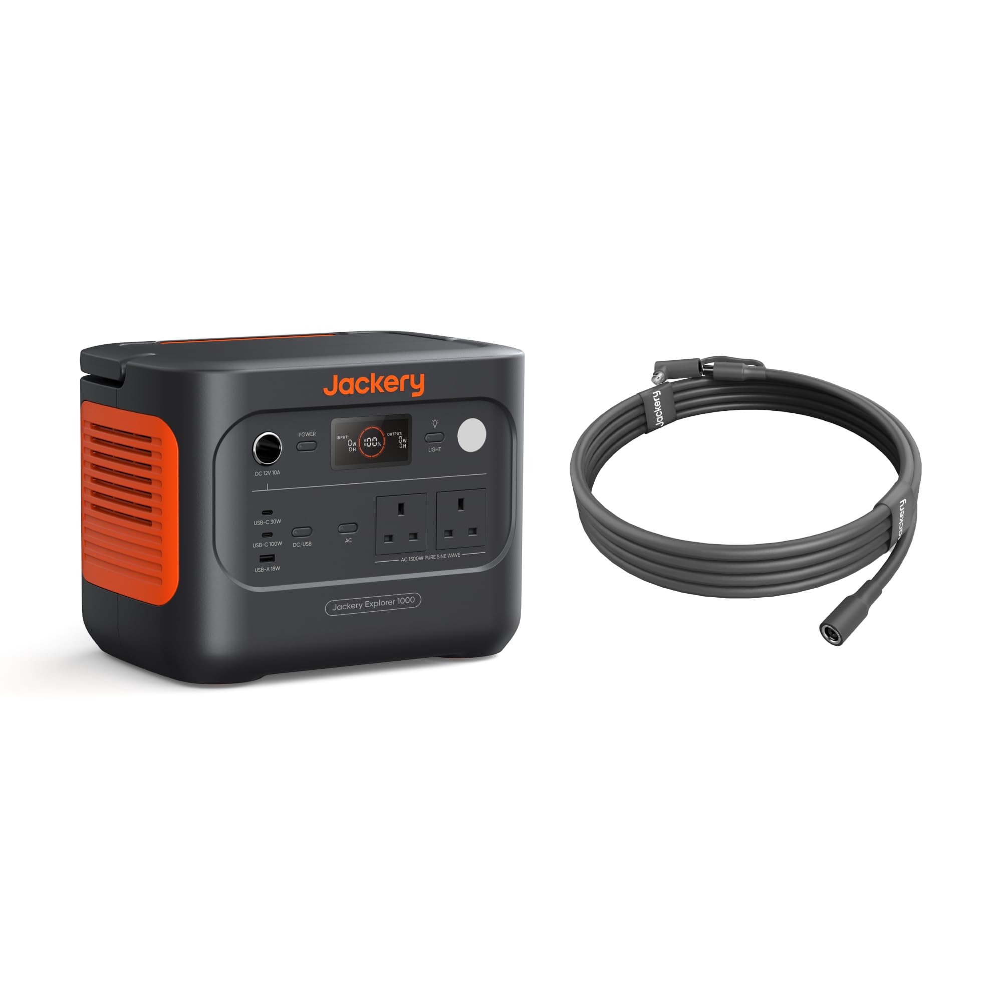 Jackery Green/Light Explorer 1000V2 Portable Power Station With 5M Extension Cable, 2024 New, 1070Wh Lifepo4 Battery, 1500W Ac & 100W Usb-C Output, 1-Hour Fast Charge