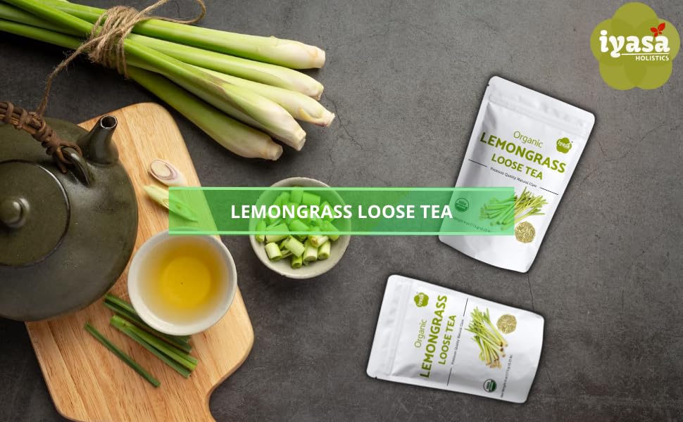 Miniatura 3 de Iyasa Holistics Té orgánico de hierba de limón cortes de hojas sueltas, Cymbopogon Flexuosus, tamizado, citronela de las Indias Orientales, hierba