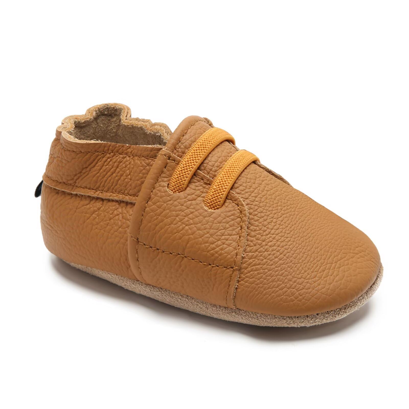 HMIYA Weiche Leder Krabbelschuhe Babyschuhe Lauflernschuhe mit Wildledersohlen für Jungen und Mädchen 0-6 Monate 6-12 Monate 12-18 Monate 18-24 Monate