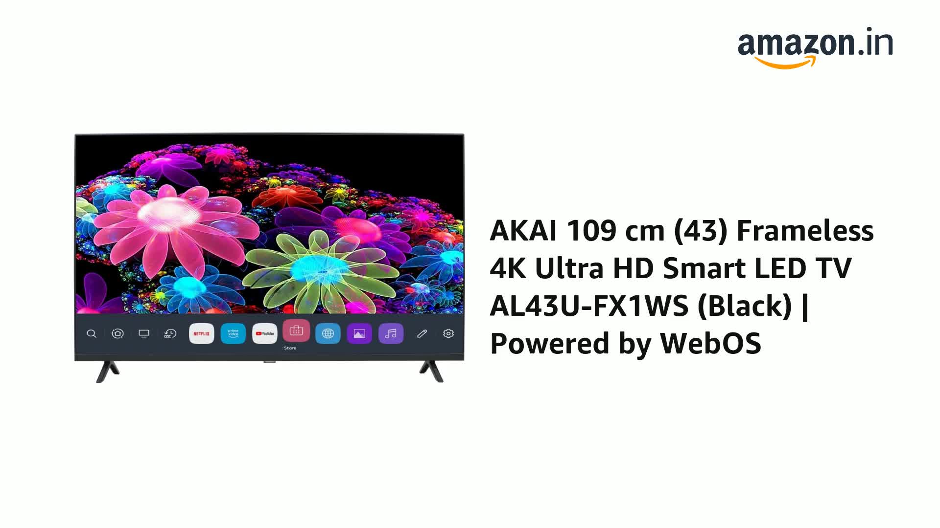 AKAI 109 cm (43) Frameless 4K Ultra HD Smart LED TV AL43U-FX1WS