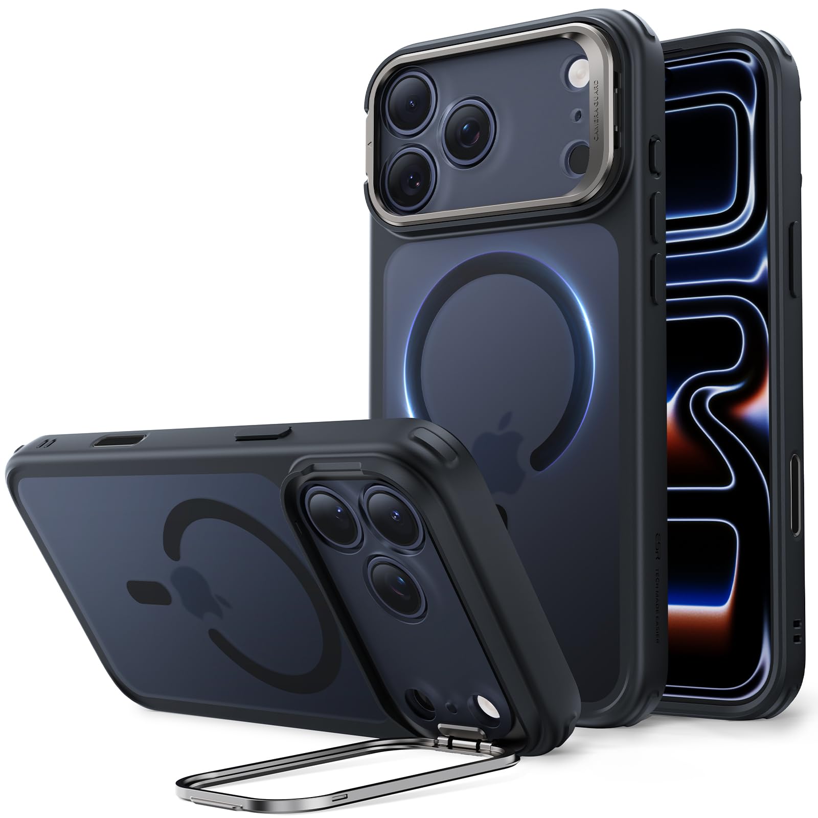 ESR für iPhone 17 Pro Max Hülle, Kamerasteuerung, kompatibel mit MagSafe, Militärnorm Schutzhülle, integrierter Versteck Ständer Handy Case, Kratzfeste Rückseite, Classic Serie, Mattschwarz
