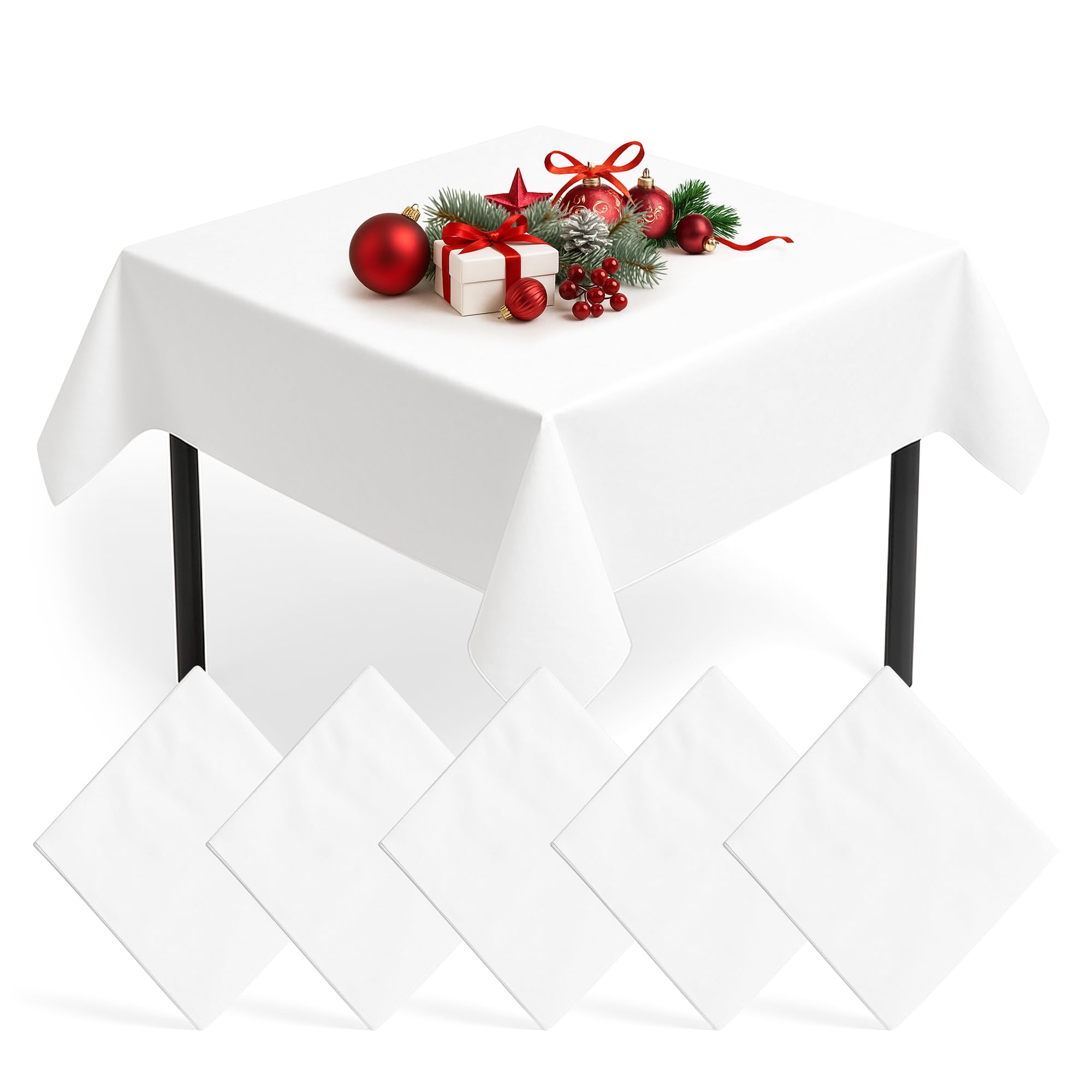 5pk White Paper Table Covers 90x90cm Tablecloths for Parties Cover Disposable - Thick Absorbent Design - Easy Clean Up for Weddings, Craft Activities, Kids’ Meals, Village Halls & Family Events