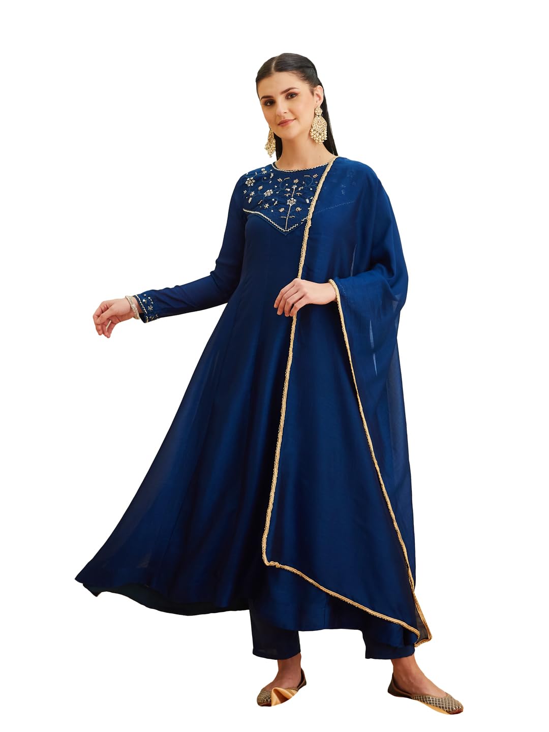 mokosh Women's Silk Handwork Embroidery Anarkali Kurta and Pant Set with Dupatta-picture-54