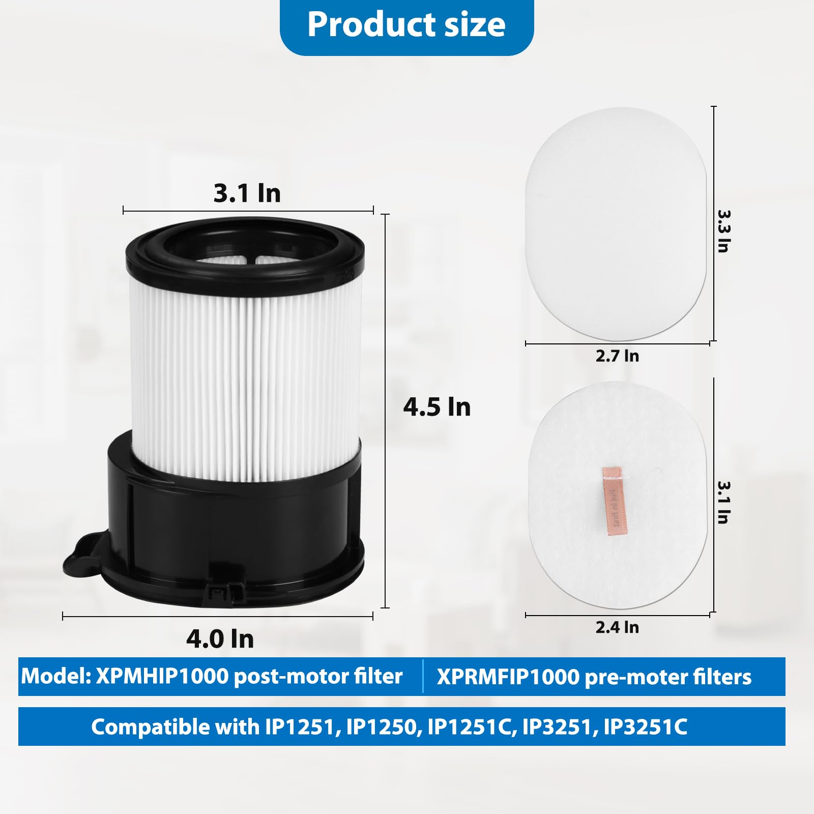 Repuesto para Shark IP3251, IP3251C, IP3253, paquete de 2 filtros HEPA de base de vaciado automático + 4 unidades de montaje de filtro premotor y 2 filtros postmotor de vacío de mano + 4 filtros