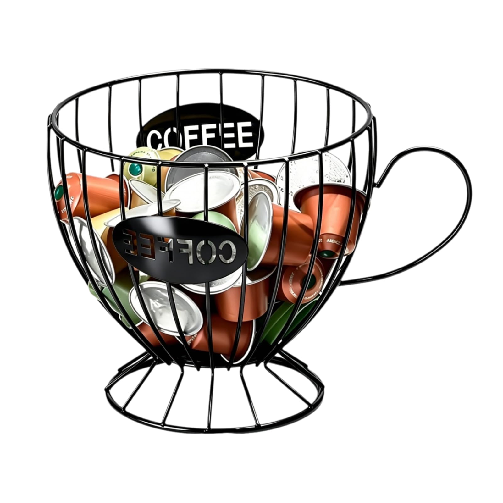 Nygtdw Black Coffee Pod Holder, Large Capacity Coffee Pod Basket Metal Wire Capsule Storage Basket Sturdy Espresso Capsule K Cup Holder For Kitchen Counter Tea Station Office