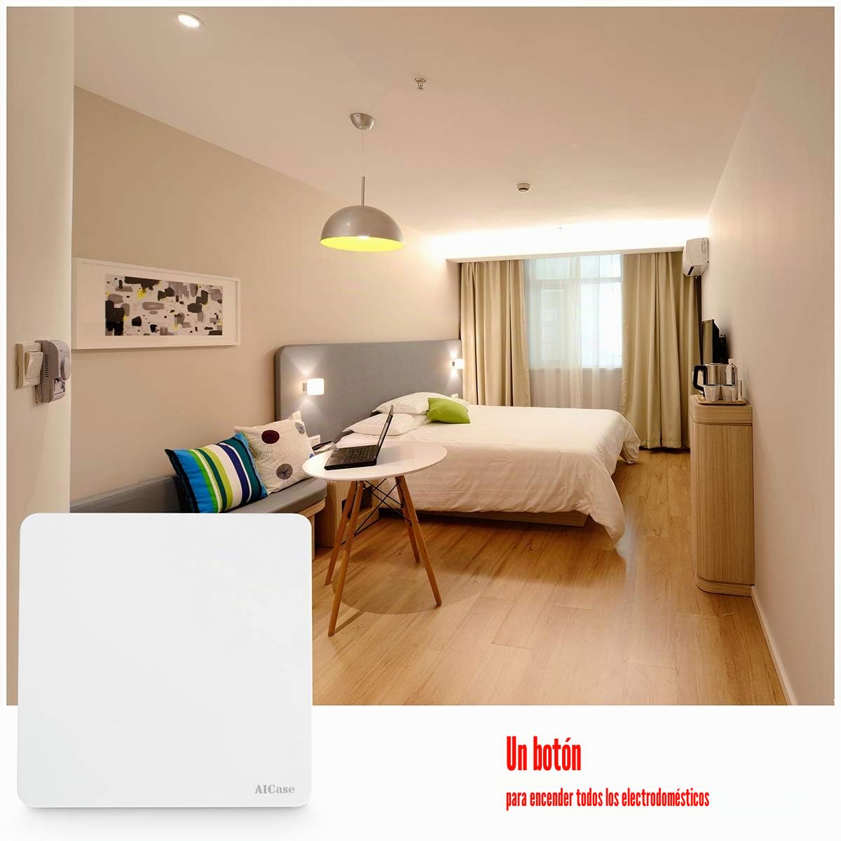 AICase Interruptor Inalámbrico, Interruptor y Mando inalámbrico, Puede colocarse en la Pared o como Control Remoto portátil,Sin batería Sin Cables No se Requiere Wi-Fi (2 Grandes)