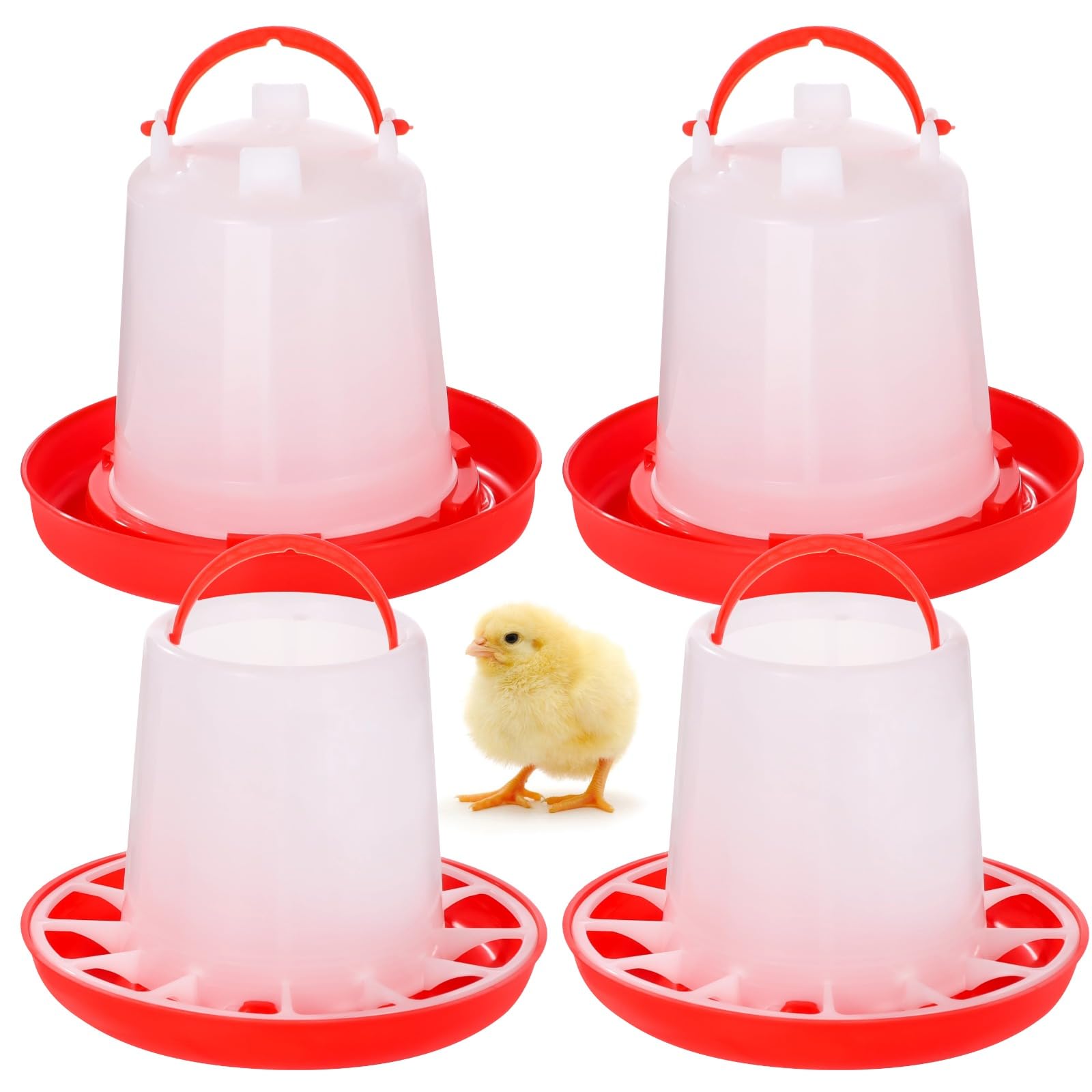 Chick Feeders & Waterers Set de 2 bebederos para aves de corral de 1,5 l y 2 comederos de 3,3 libras, recipientes de plástico colgantes para pollos, pavos, patos y más
