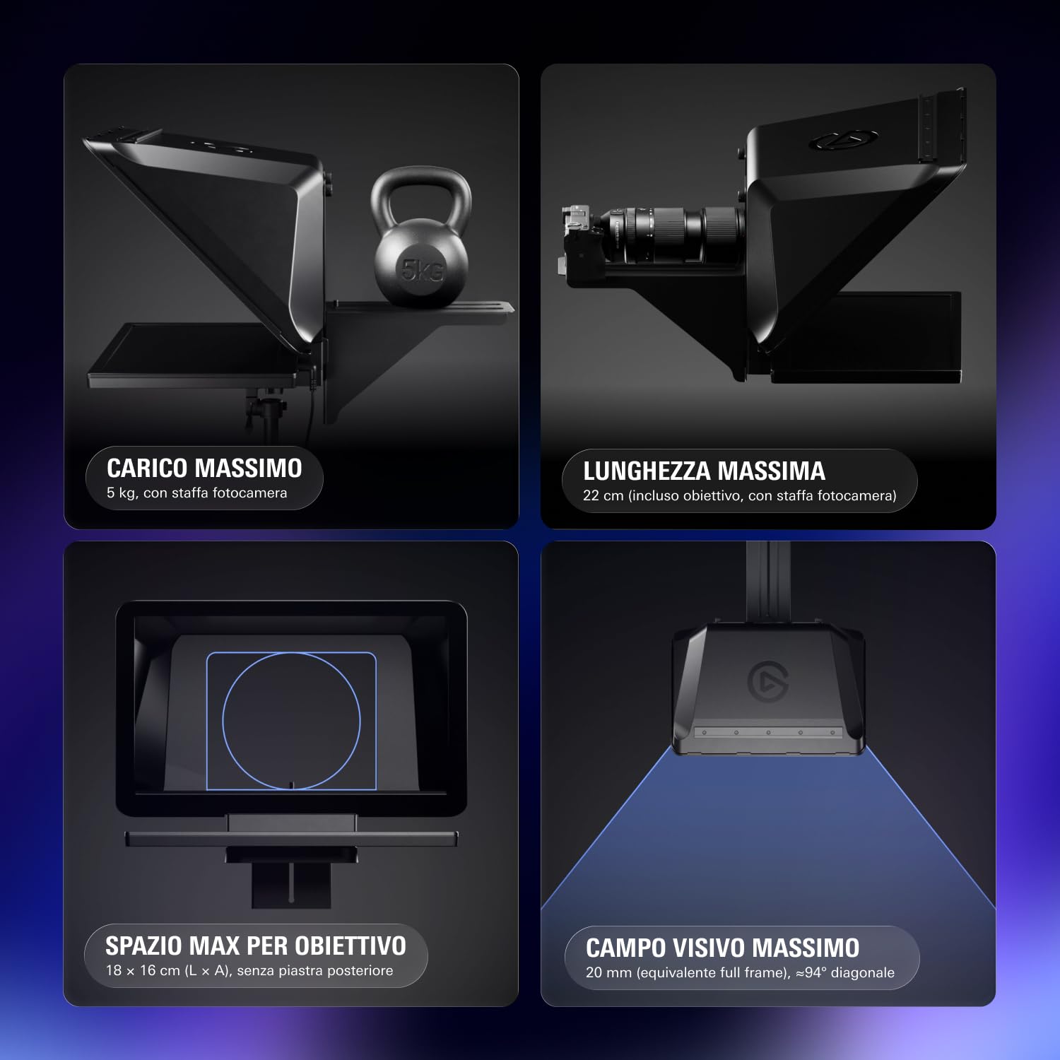 Elgato Prompter XL - Teleprompter full-size con display rimovibile, monitor per videoconferenze, per fotocamere DSLR, mirrorless e da studio, configurazione con un solo cavo – USB-C 3.2 per PC e Mac