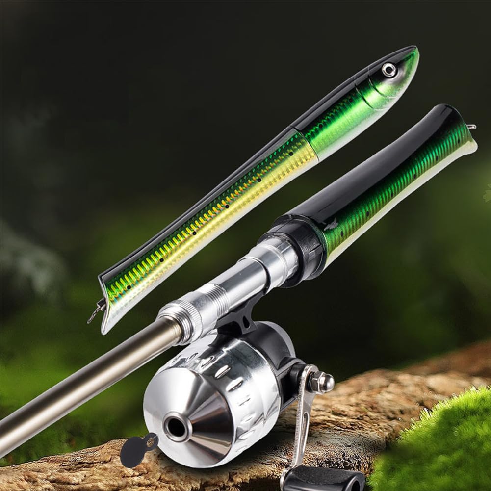 Canna da spinning telescopica a forma di pesce HTU con mulinello da pesca alla carpa, canna da pesca nel ghiaccio marino, accessori per la pesca