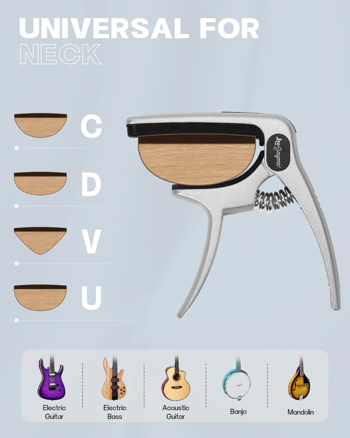 Leo Jaymz Heavy Duty Guitar Capo for Acoustic/Electric Guitars, Guitar Clip made of Zinc Alloy Metal - Image 4