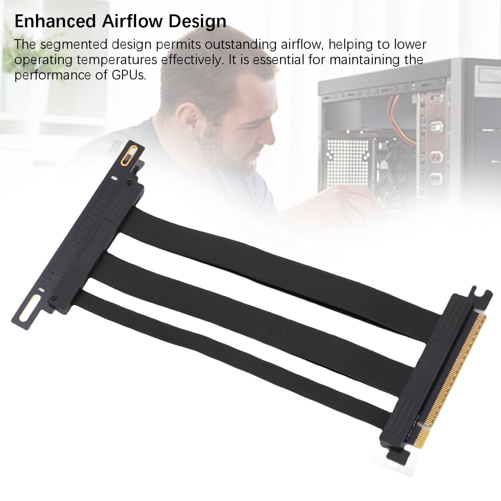 Keenso Cavo Riser Schermato PCIe 5.0 X16 con Flusso D'aria Migliorato per PC RTX 4090 (Ti) Che Costruisce 128 Gbps per gli Appassionati di PC Case Server ITX 1 Confezione (20 cm)