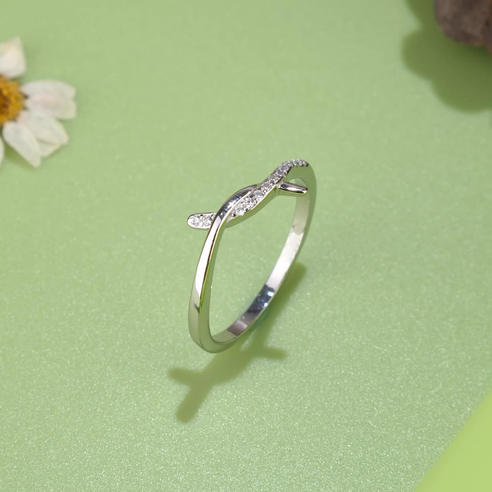 Geometryczny pierścionek platynowy dla kobiet ze sztucznym diamentem, platynowe obrączki ślubne w stylu vintage, PT950 i 9K/14K/18K białe złoto, rozmiar H 1/2-V 1/2