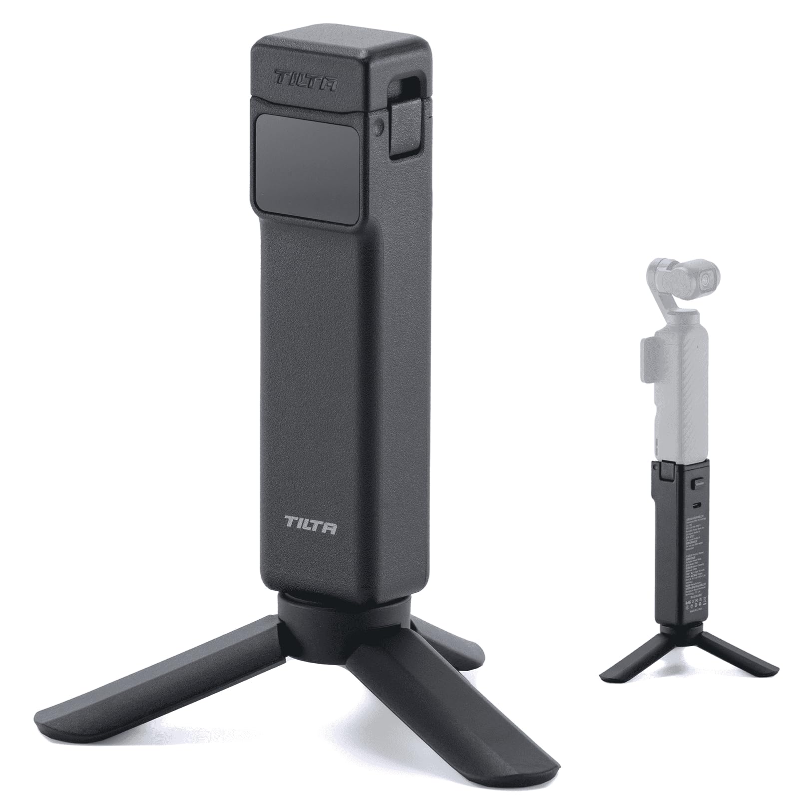 Tilta Pocket 4/3 Akkugriff für Dji osmo Pocket 4/3, 5000mAh Power bank, Power Grip mit USB-C-Ladung, 1/4"-Gewinde für Stativ/Selfie-Stick, Leicht und tragbar, Rutschfest, LED-Anzeige, TA-T96-PPB-B | LED-Smart-Display, USB-C-Ladung, mit Mini-Stativ, 0,6 cm