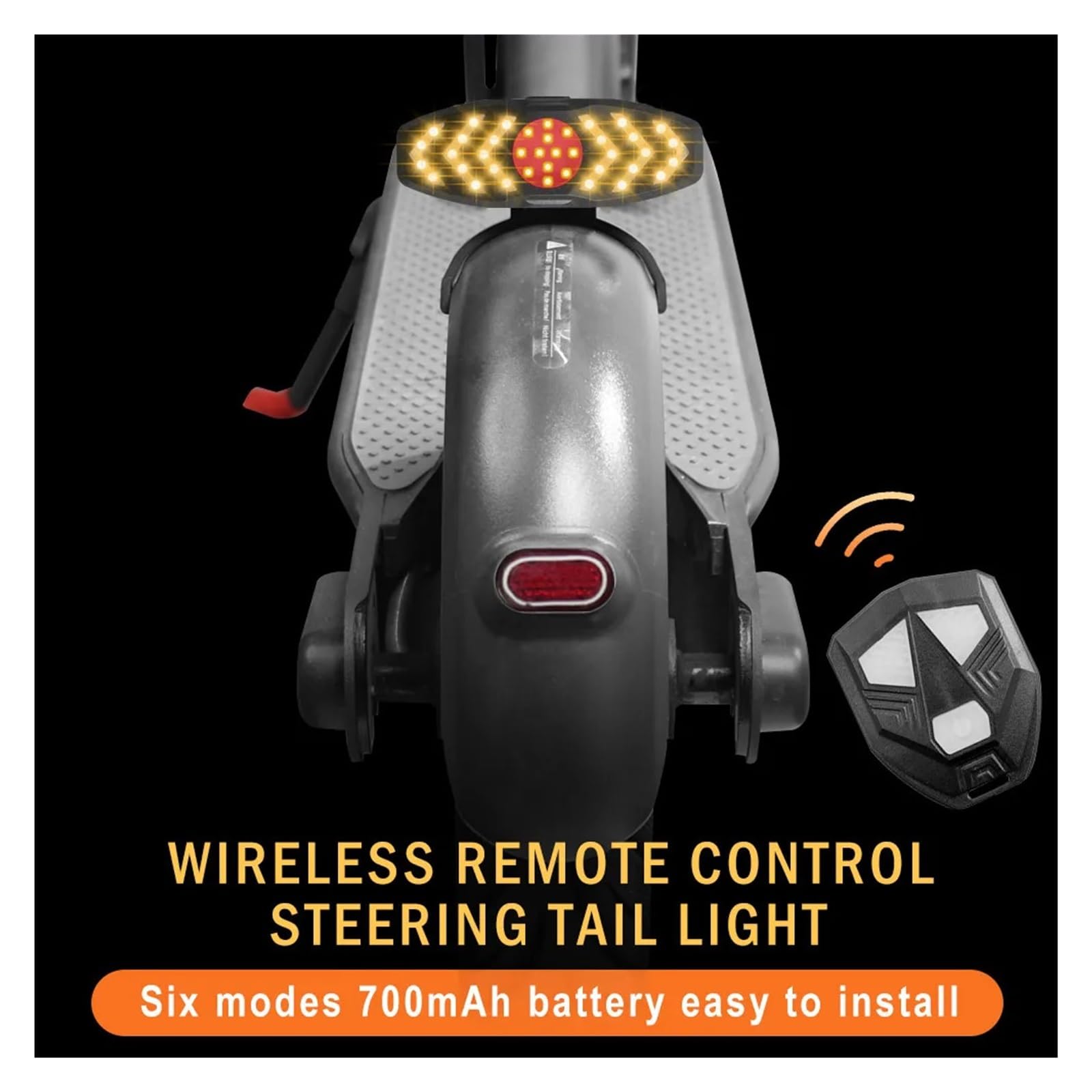 Fanale Posteriore Lampeggiante con clacson, Luce for Scooter Elettrico, Ricaricabile Tramite USB, Compatibile con Ninebot Max G30, indicatori di direzione Posteriori, Telecomando(Black)