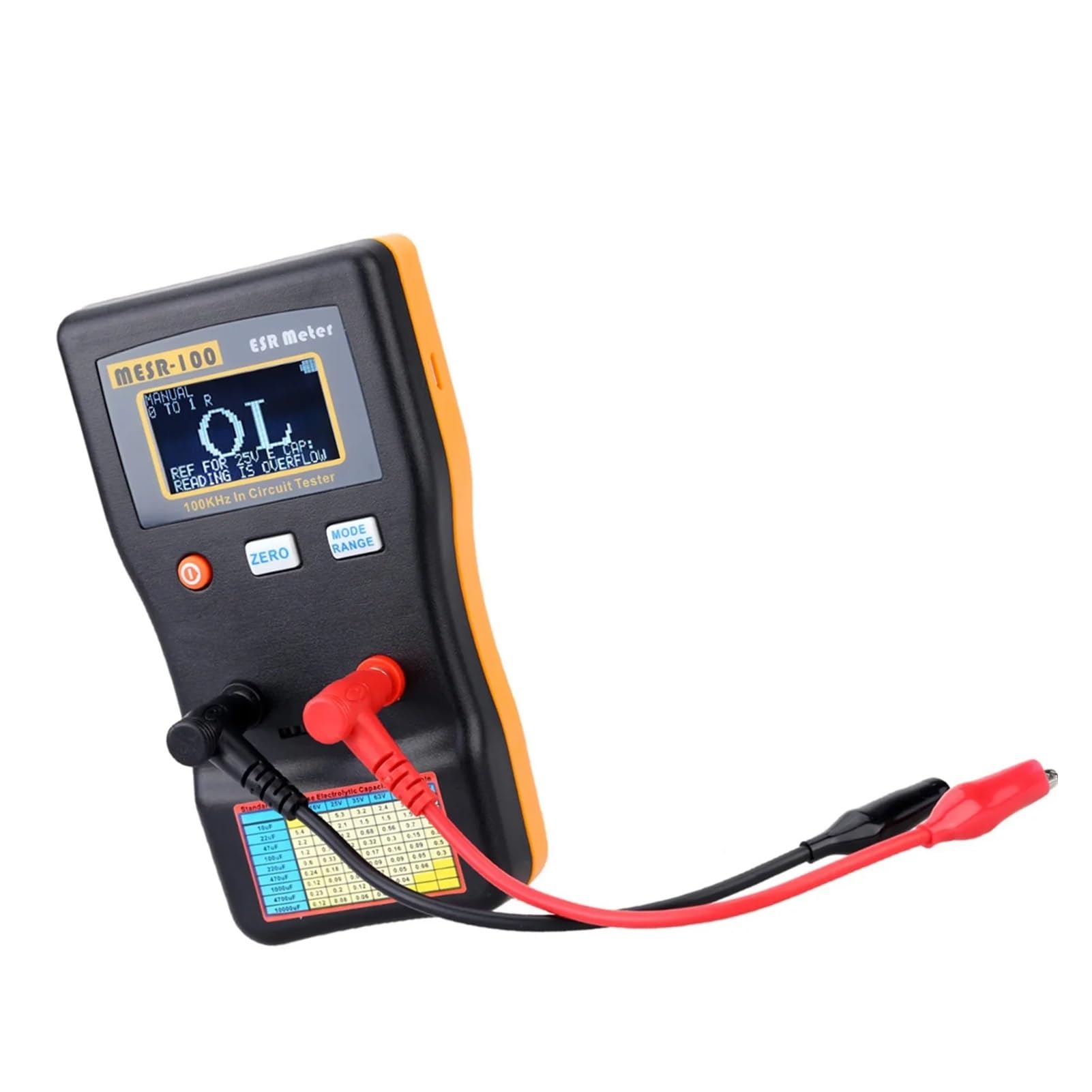 Medidor De Capacitancia Y Ohmios MESR-100 Profesional For Medir La Resistencia Interna Condensadores. Probador Circuitos Capacitivos Con Pantalla LCD,Control Preciso(MESR-100)