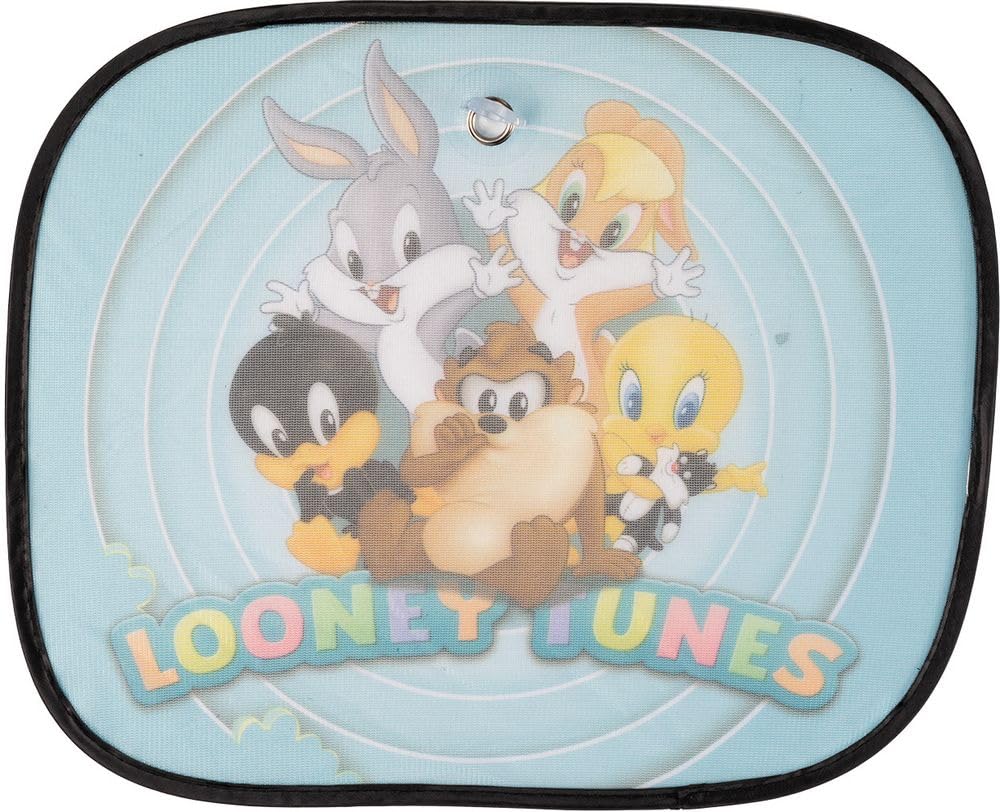 Warner Bros Pair of Car Sun Shades, Looney Tunes, 44 x 35 cm, Baby Boys Girls, UV Protection, Bugs Bunny, Duffy Duck, Lola Bunny, Tweety, Sylvester, Tuz, Light Blue