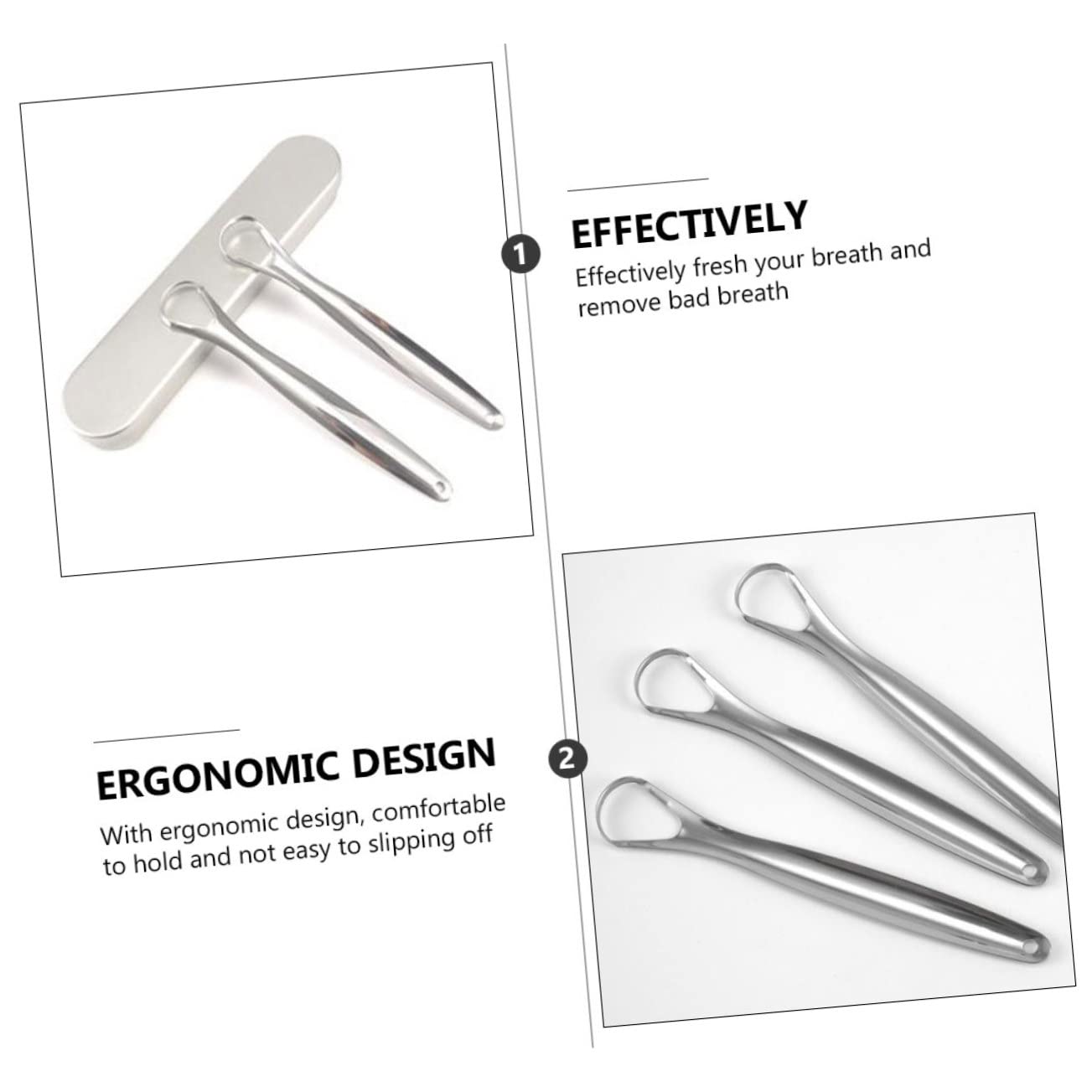 BEBEMOKO Fight Bad Breath Naturally 3pcs Tongue Cleaning Tools Portable Compact and Gentle for Daily Oral Care