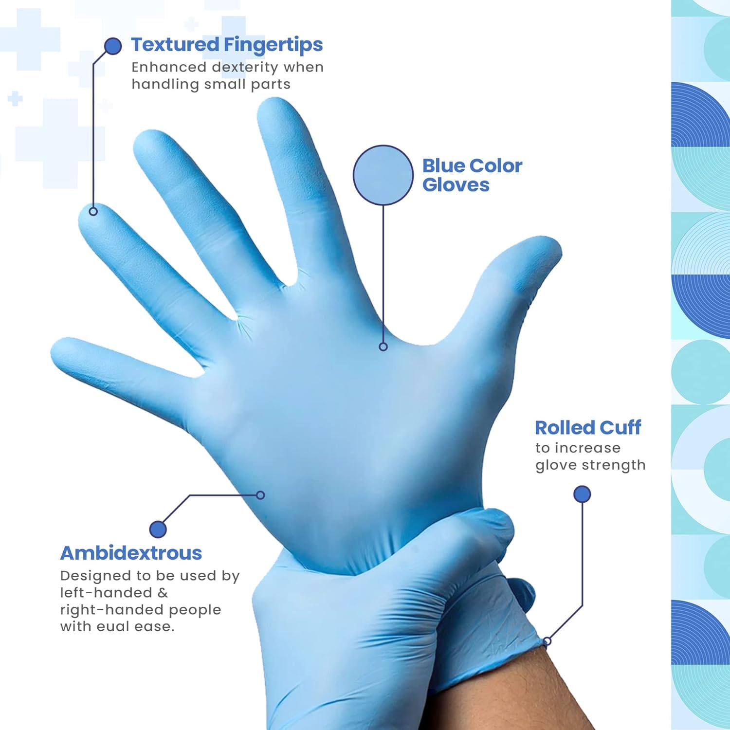 CUFF- SHIELD nitrile gloves, food grade (blue, medium, 100 pcs, powder free) for multipurpose use 1