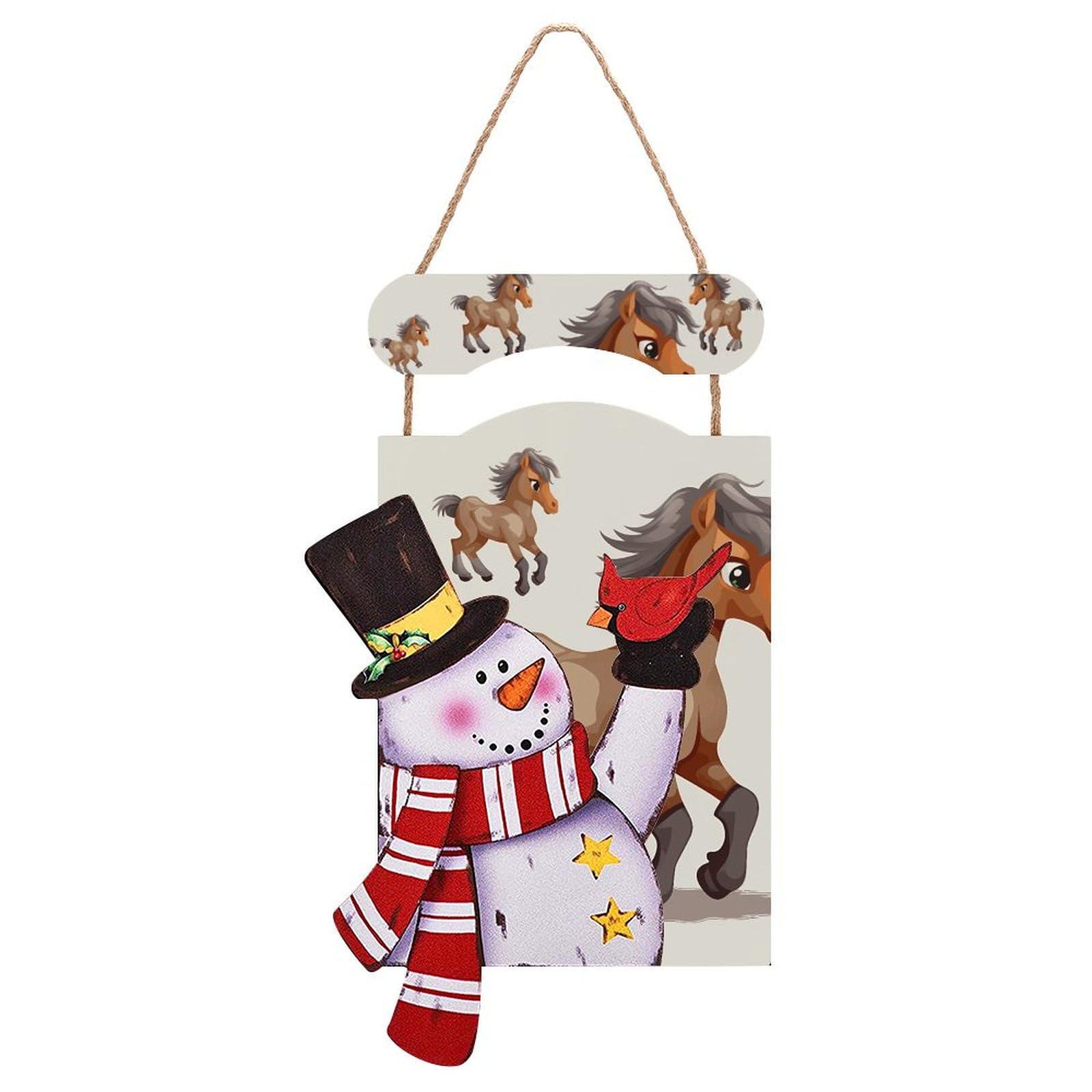 Ornements en bois résistants avec cheval mignon décoration de Noël murale durable