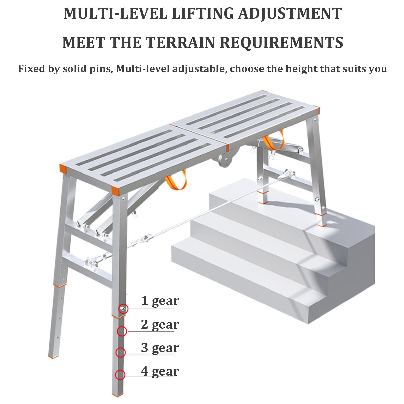 Plataforma de trabajo de altura ajustable para equipos de andamios, Escalera y taburete de torre de andamio plegable multiusos portátil Escalera de tijera de aluminio y taburete pintar paneles de ye
