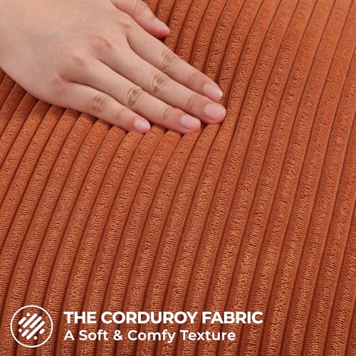 Mecatny Corduroy Decorative Fall Throw Pillow Covers 16x16 Set of 2 for Sofa Living Room, Soft Burnt Orange Neutral Boho Couch Pillow Covers for Home Decor, Rust